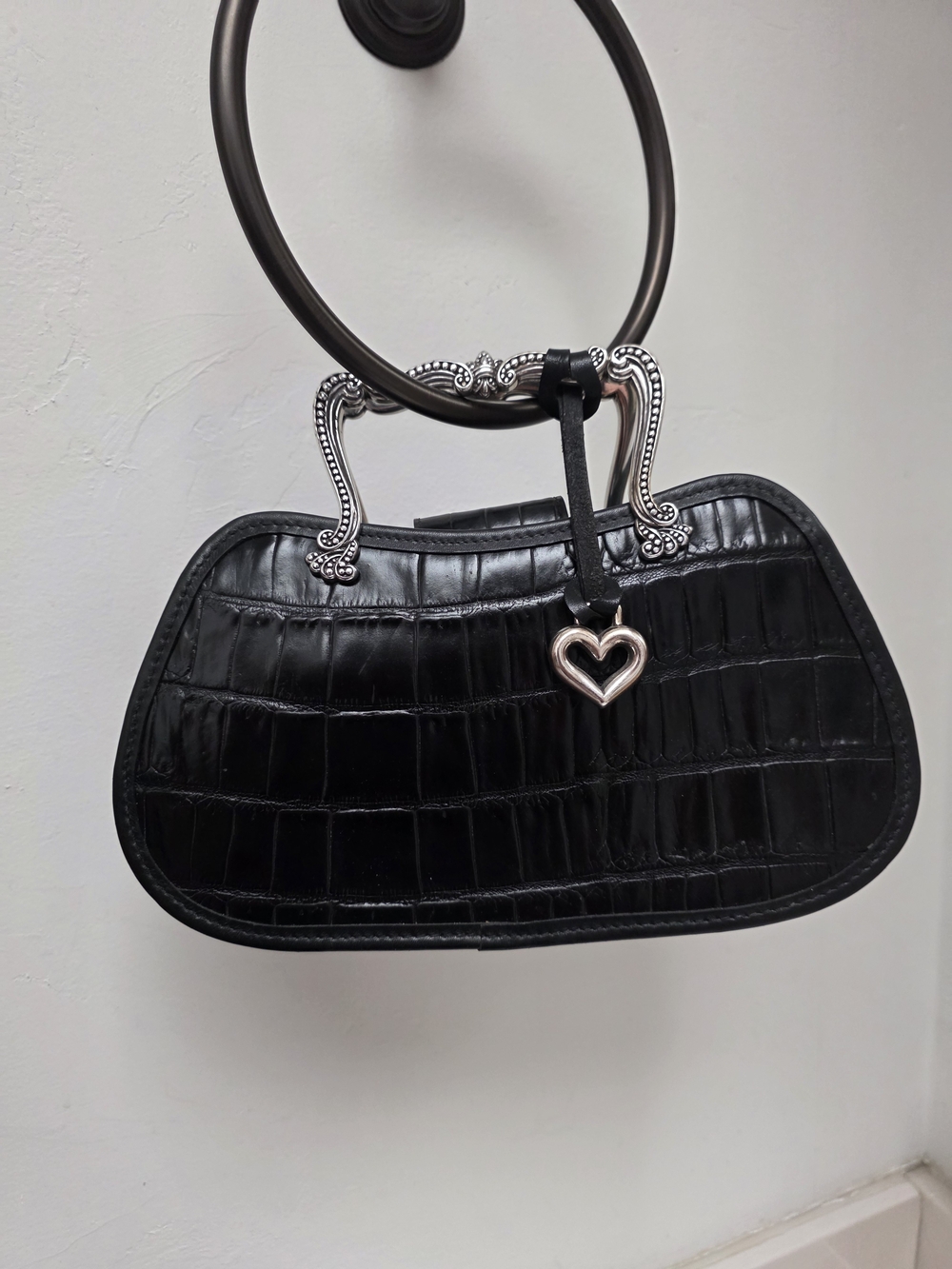 Vintage New Old Stock Brighton "Florentina" Leather Croc-Embossed Bag , ID Card